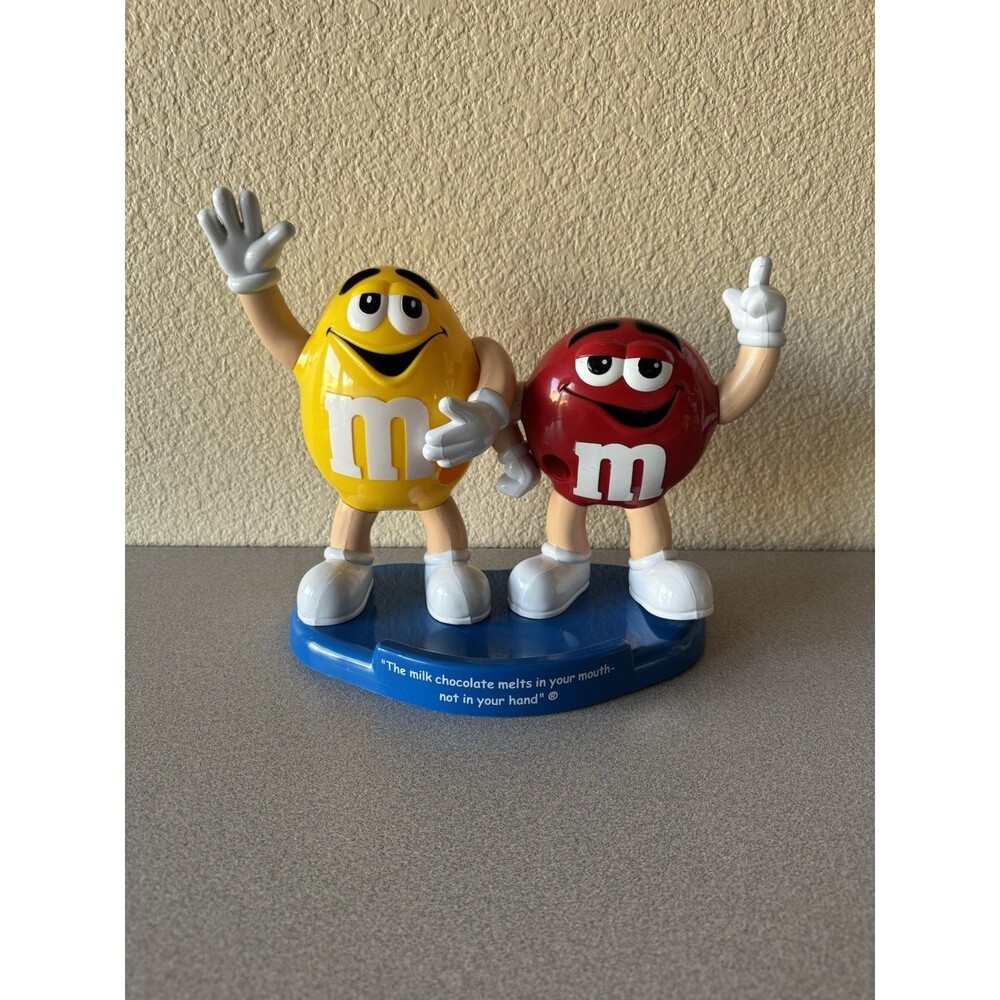 Vintage M&M’s Yellow & Red Character Candy Dispenser Countertop Display 10”